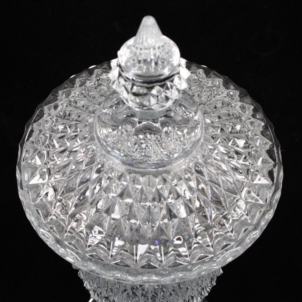 ✨Indiana Glass Diamond Point Apothecary Jar, Pedestal Candy Dish, Chalice - Picture 9 of 12